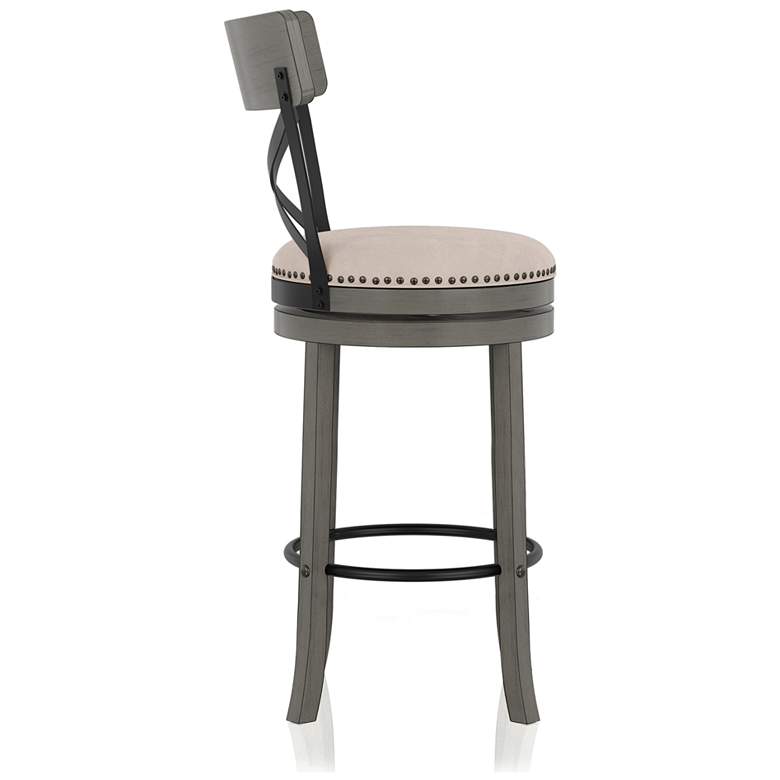 Image 4 Rilly 30 1/2 inch Cream Light Gray Swivel Bar Stools Set of 2 more views