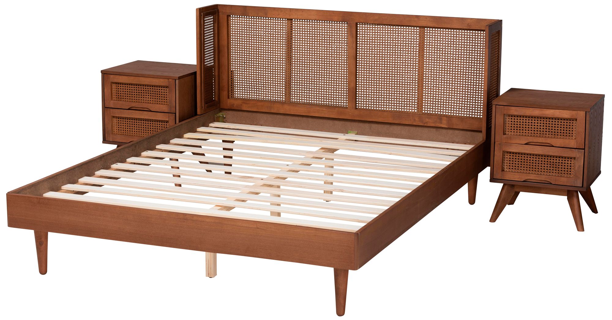 Rina Ash Walnut Wood 3-Piece Queen Size Bedroom Set