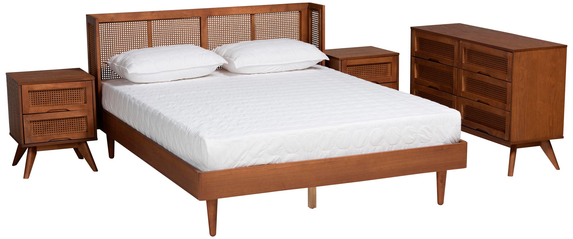 Rina Ash Walnut Wood 4-Piece  Bedroom Set