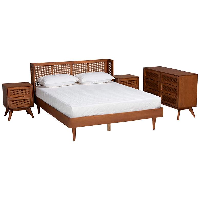 Image 2 Rina Ash Walnut Wood 4-Piece Queen Size Bedroom Set