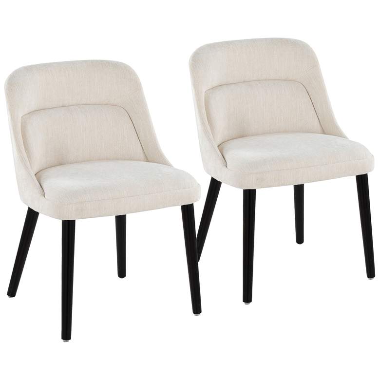 Image 1 Rina Dining Chair in Black Wood and Cream Fabric by LumiSource Pair