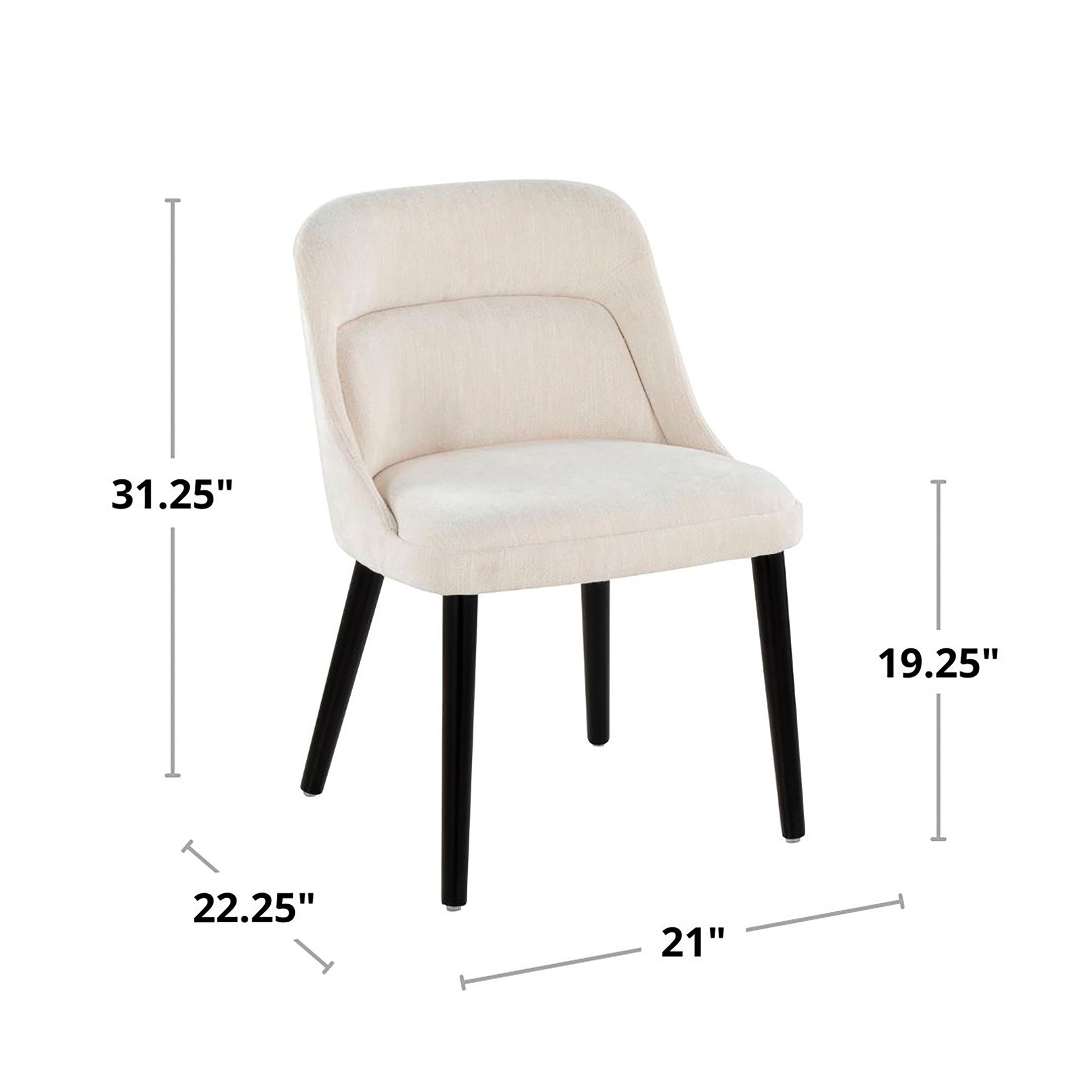 Rina Dining Chair in Black Wood and Cream Fabric by LumiSource Pair