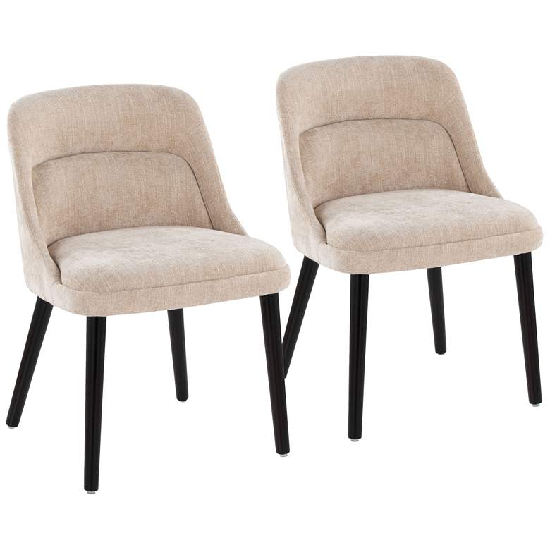 Image 1 Rina Dining Chair in Black Wood and Light Brown Fabric by LumiSource Pair