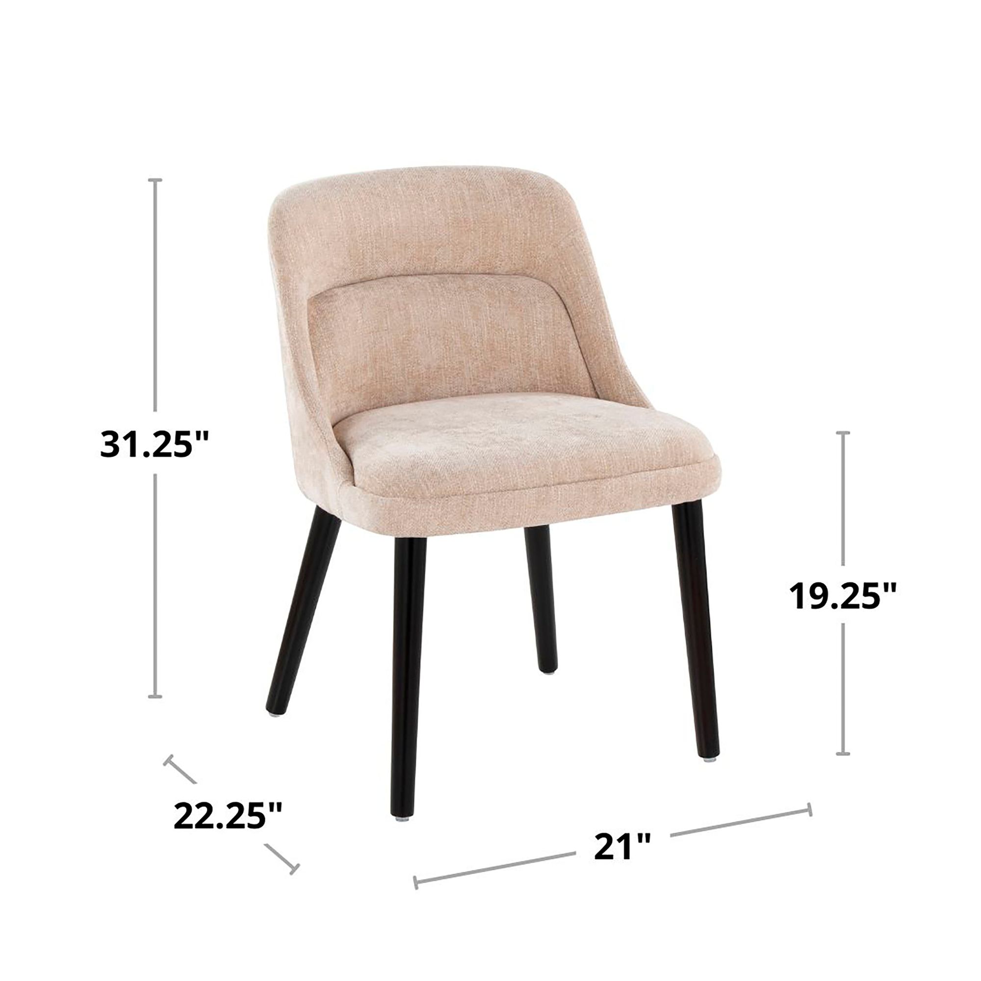 Rina Dining Chair in Black Wood and Light Brown Fabric by LumiSource Pair