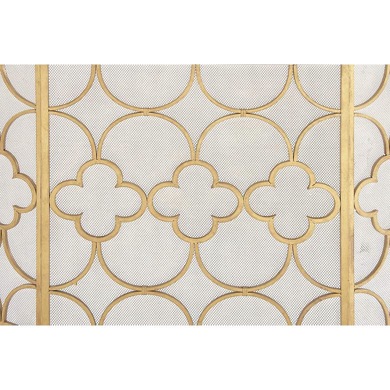 Image 3 Rinaldi Matte Gold 35"H 3-Panel Geometric Fireplace Screen more views