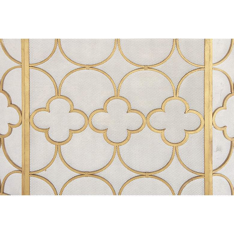 Image 3 Rinaldi Matte Gold 35 inchH 3-Panel Geometric Fireplace Screen more views