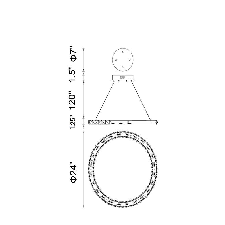 Image 5 Ring 24" Wide Stainless Steel 24-Light LED Pendant more views