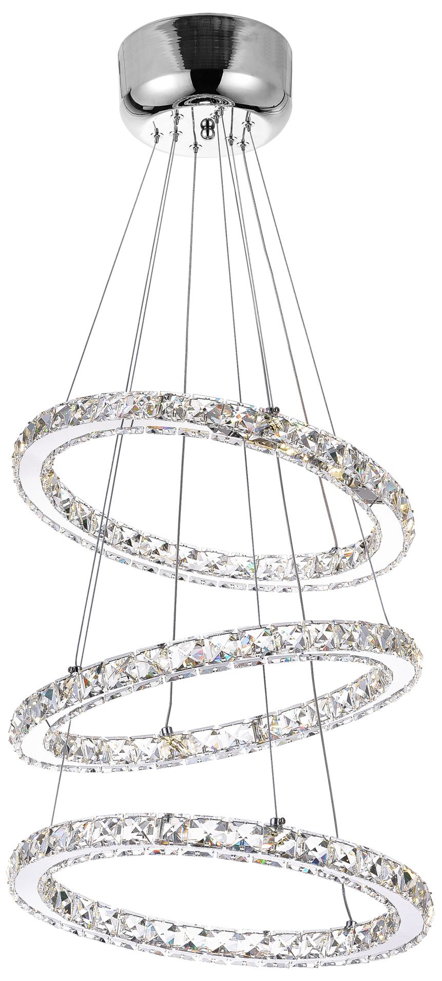 Ring Integrated LED 3-Ring 16in Chrome Chandelier