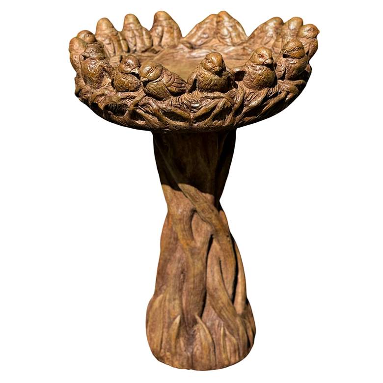 Image 1 Ring of Birds 24" High Cast Stone Garden Birdbath