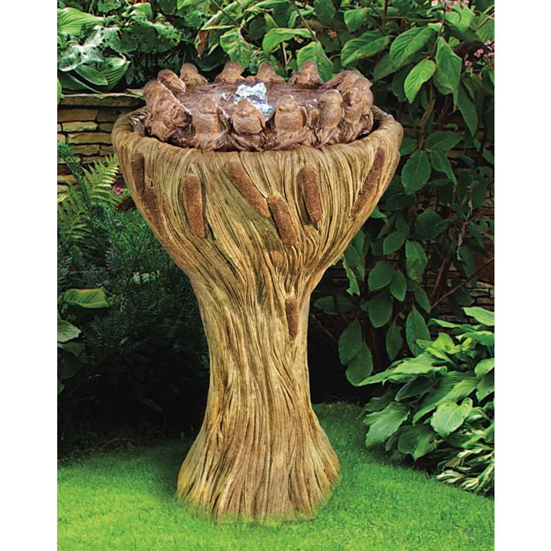 Image 1 Ring of Birds 33 inch High Patio Bubbler Fountain with LED Light