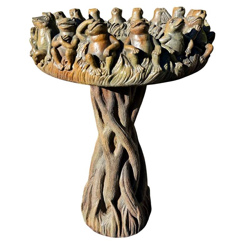 Image 1 Ring of Frogs 24 inch High Relic Nebbia Outdoor Birdbath