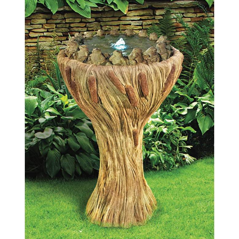 Image 1 Ring of Frogs 33 inch High Relic Hi-Tone LED Bubbler Fountain