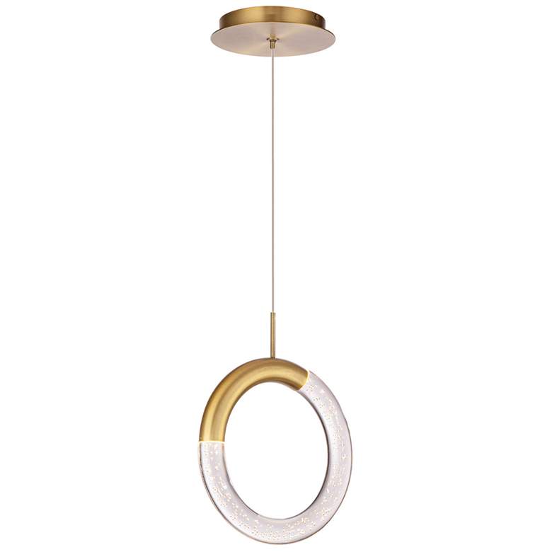 Image 1 Ringlet 10"H x 8"W 1-Light Pendant in Aged Brass