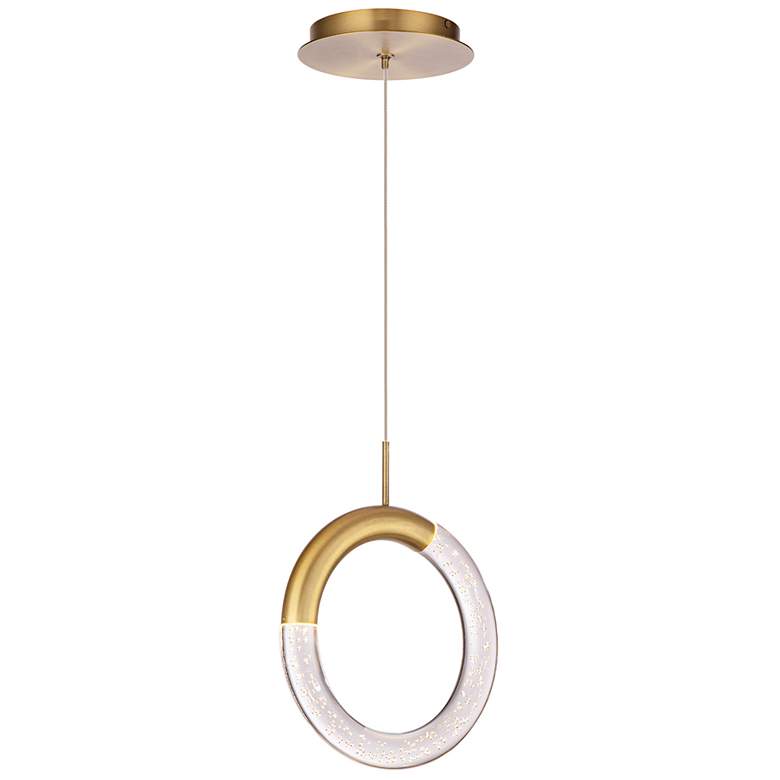 Image 2 Ringlet 10"H x 8"W 1-Light Pendant in Aged Brass