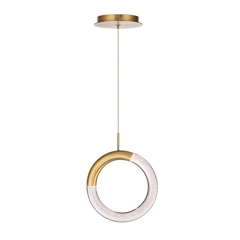 Image 3 Ringlet 10"H x 8"W 1-Light Pendant in Aged Brass more views