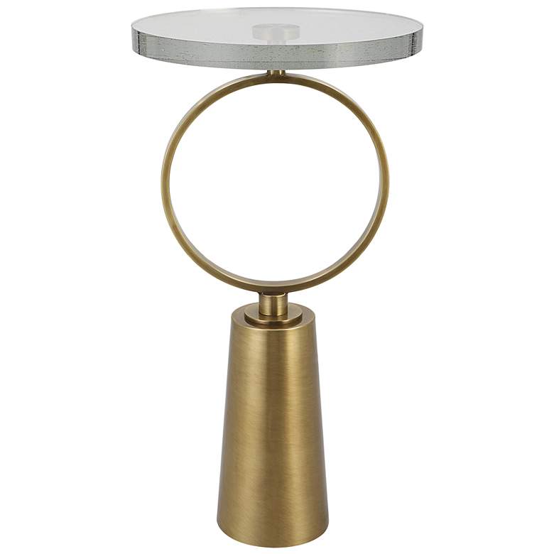 Image 1 Ringlet 12 1/2" Wide Seeded Glass Brass Round Accent Table
