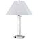 Rio Brushed Steel Column Table Lamp with Power Outlet