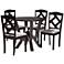 Riona Gray Fabric and Dark Brown Wood 5-Piece Dining Set