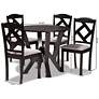 Riona Gray Fabric and Dark Brown Wood 5-Piece Dining Set in scene