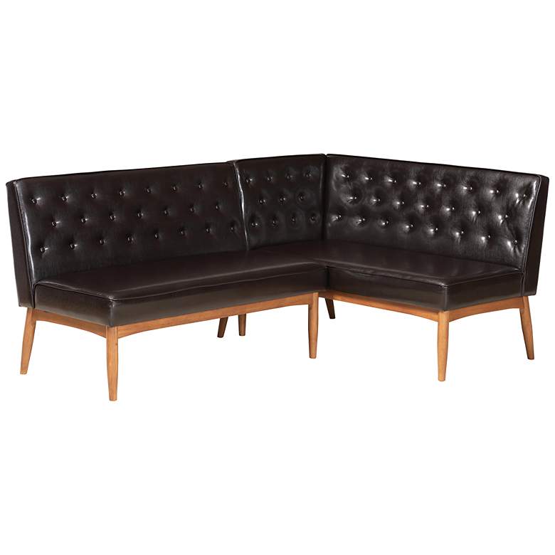 Image 2 Riordan Tufted Dark Brown 2-Piece Dining Nook Banquette Set