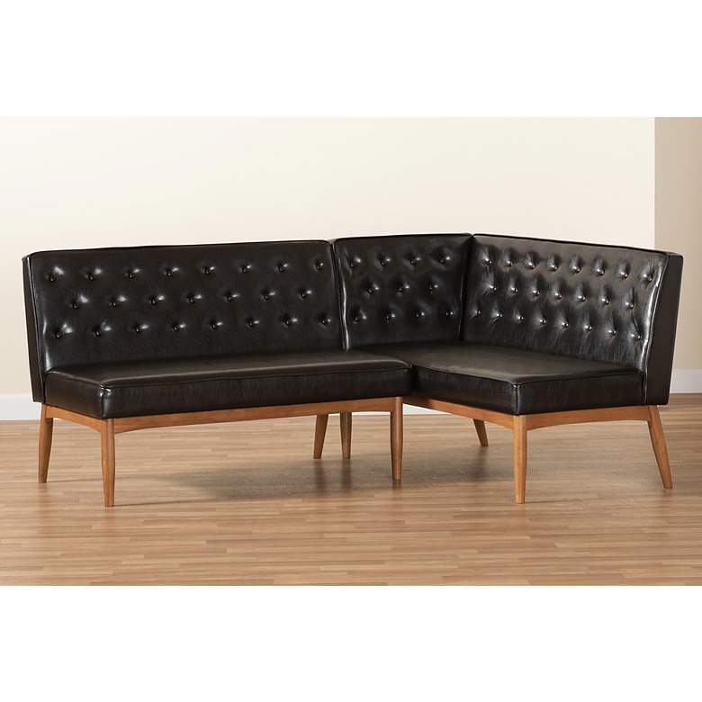 Image 7 Riordan Tufted Dark Brown 2-Piece Dining Nook Banquette Set more views