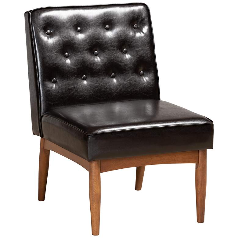 Image 2 Riordan Tufted Dark Brown Faux Leather Dining Chair