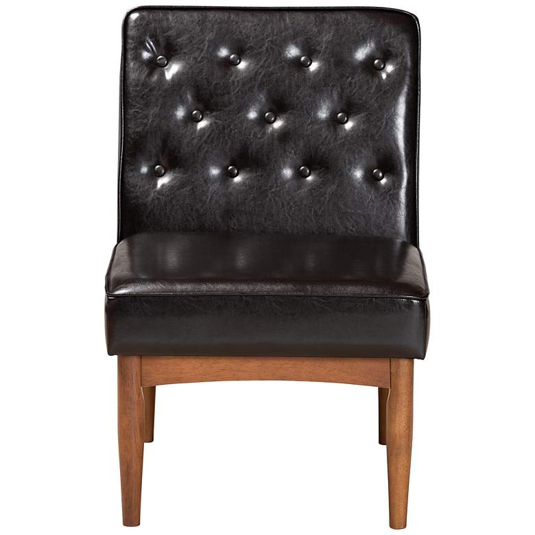 Image 6 Riordan Tufted Dark Brown Faux Leather Dining Chair more views