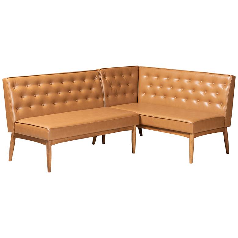 Image 2 Riordan Tufted Tan 2-Piece Dining Nook Banquette Set