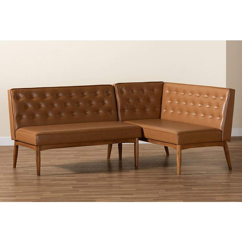 Image 7 Riordan Tufted Tan 2-Piece Dining Nook Banquette Set more views