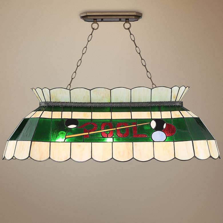 Image 1 Rioto 42 1/4"W Bronze Tiffany-Style Pool Table Pendant Light
