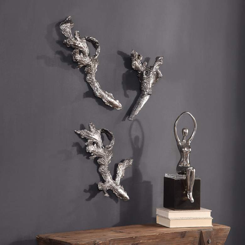 Image 1 Riparian Metallic Silver 3-Piece Alternative Wall Art Set
