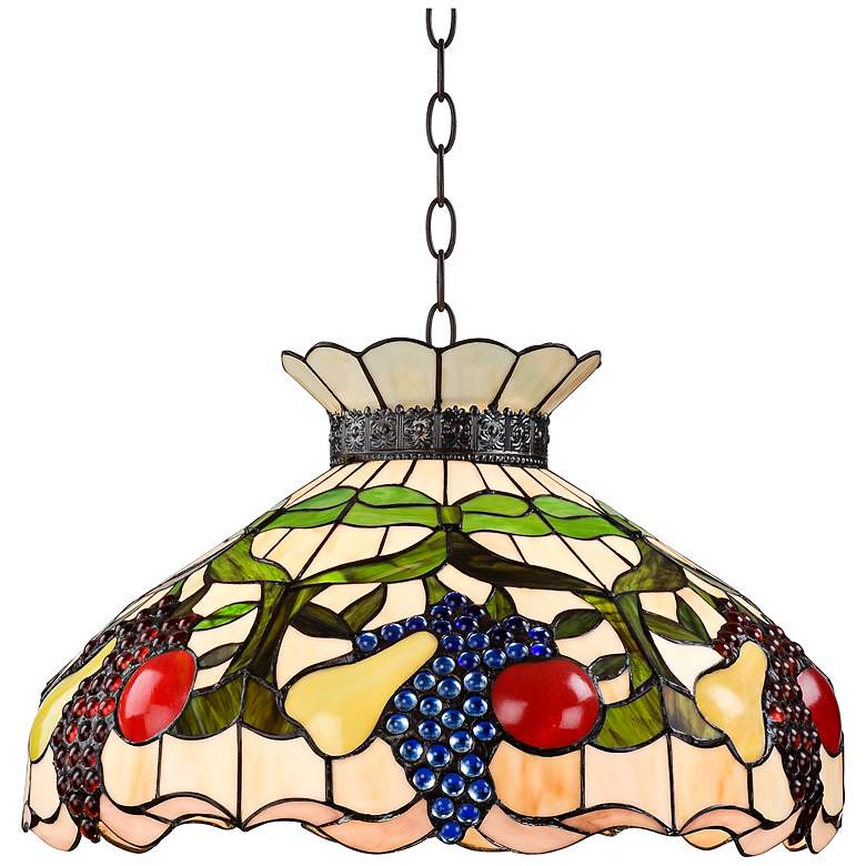 Ripe Fruit 3-Light Tiffany Style Glass Pendant Light