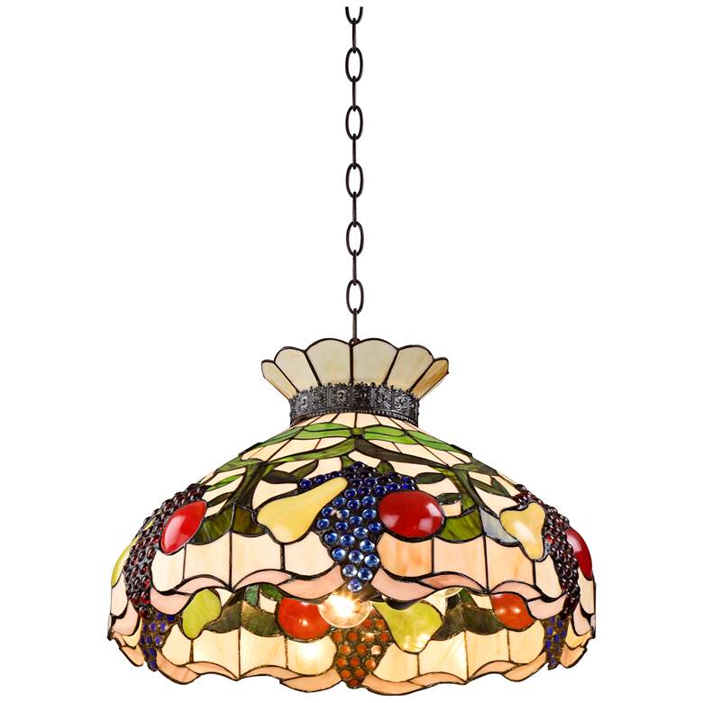 Ripe Fruit 3-Light Tiffany Style Glass Pendant Light more views