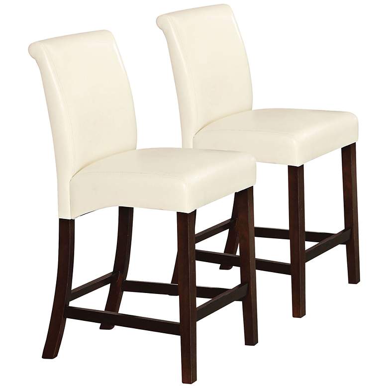 Image 1 Ripley 26 inch Ivory Faux Leather-Back Counter Chair Set of 2