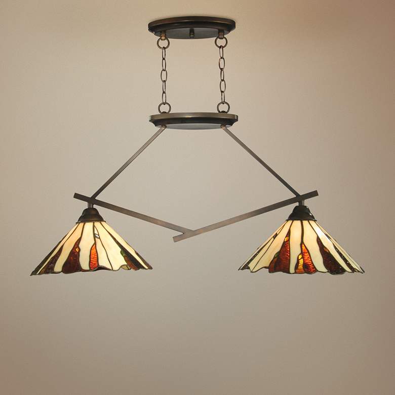 Image 1 Ripley 32" Wide Tiffany-Style Glass Kitchen Island Light Chandelier