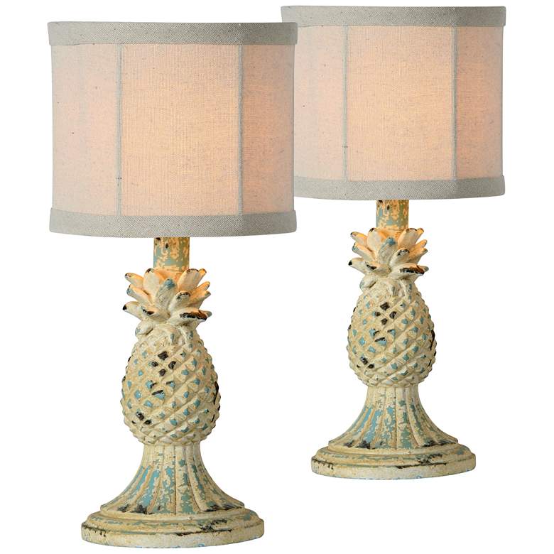 Image 1 Ripley Distressed White 14 inch High Accent Table Lamps Set of 2