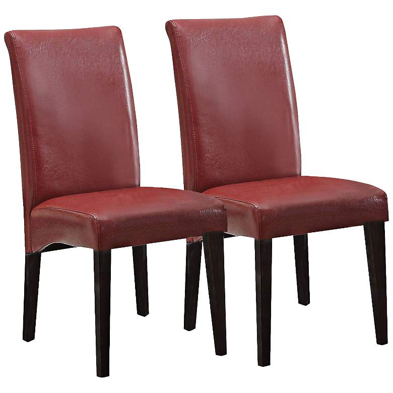 Image 1 Ripley Red Faux Leather Armless Dining Chairs Set of 2