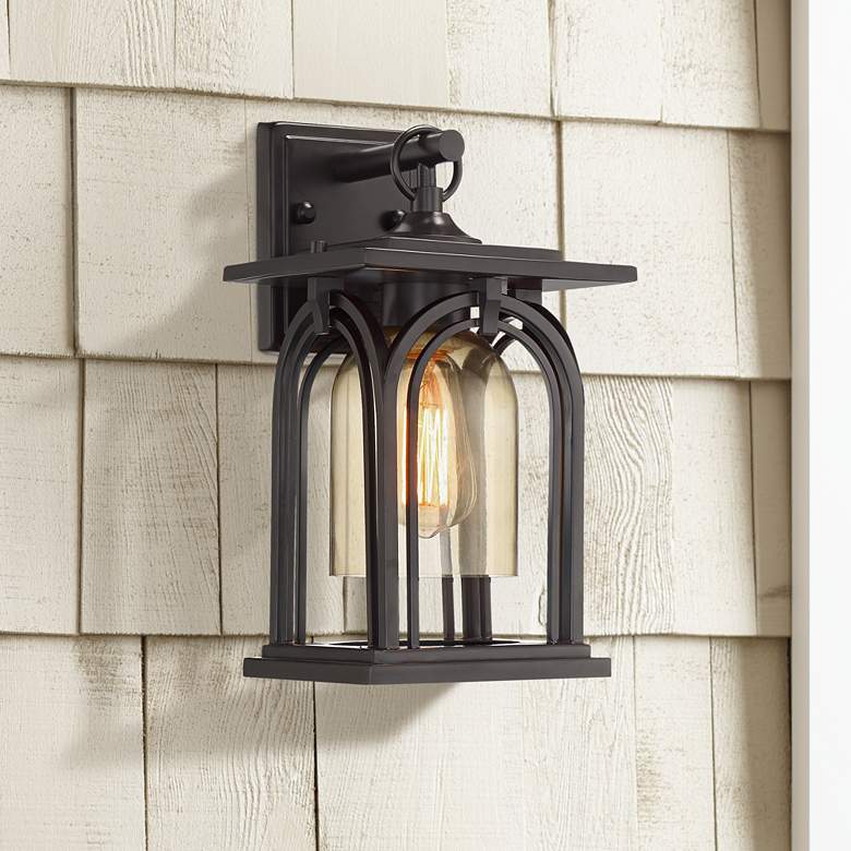 Image 1 Ripon 13 1/2 inchH Arch Mission Style Bronze Outdoor Wall Light