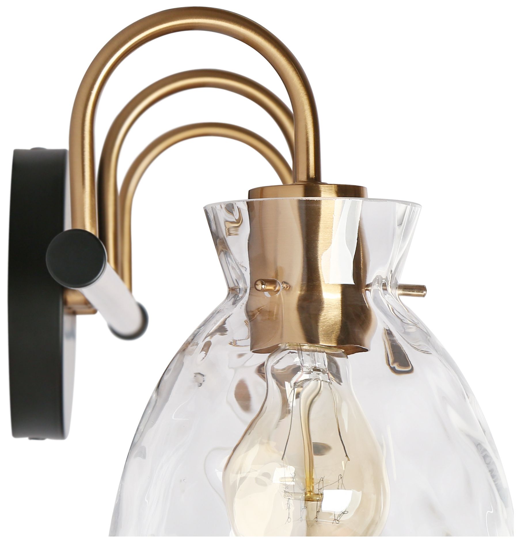 Image 3 Ripple 22.8"W Black Brass 3-Light Water Glass Bathroom Vanity Light more views