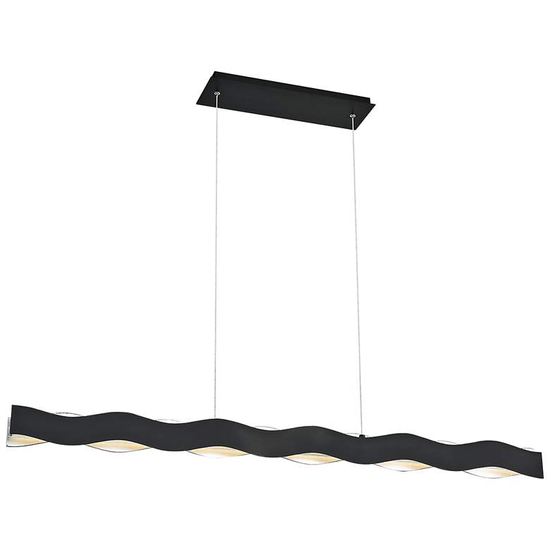 Image 2 Ripple 48 1/2 inch Wide Black LED Kitchen Island Light Pendant