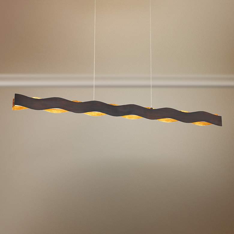 Image 1 Ripple 48 1/2"W Bronze Gold LED Kitchen Island Light Pendant