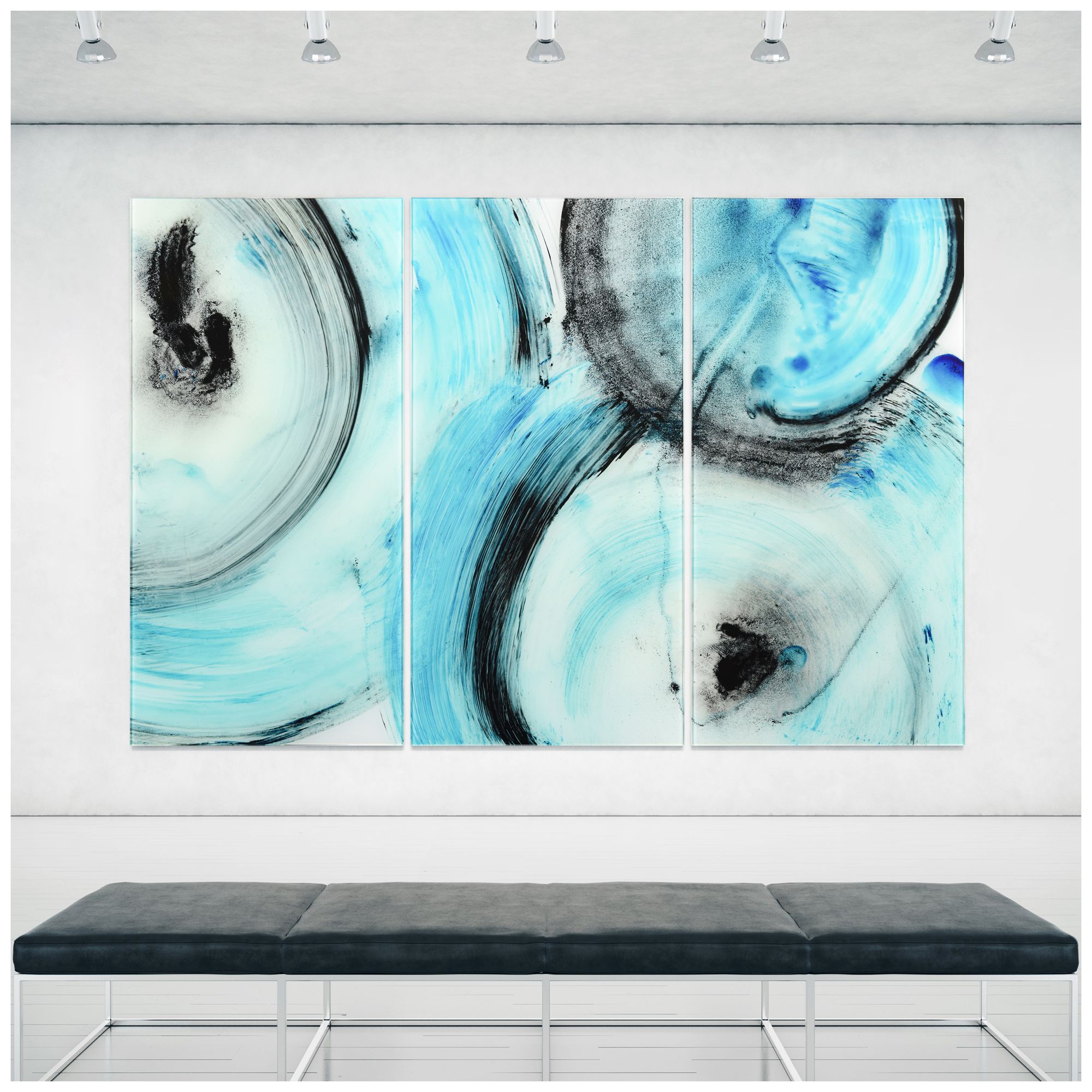 Ripple Effect ABC  Frameless Printed Tempered Glass Wall Art Set of 3