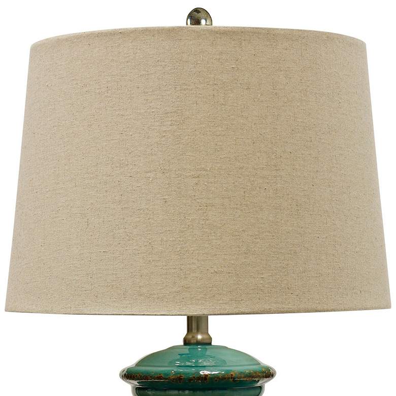 Image 2 Rippled Textured Jar 24 1/2 inch High Turquoise Ceramic Table Lamp more views