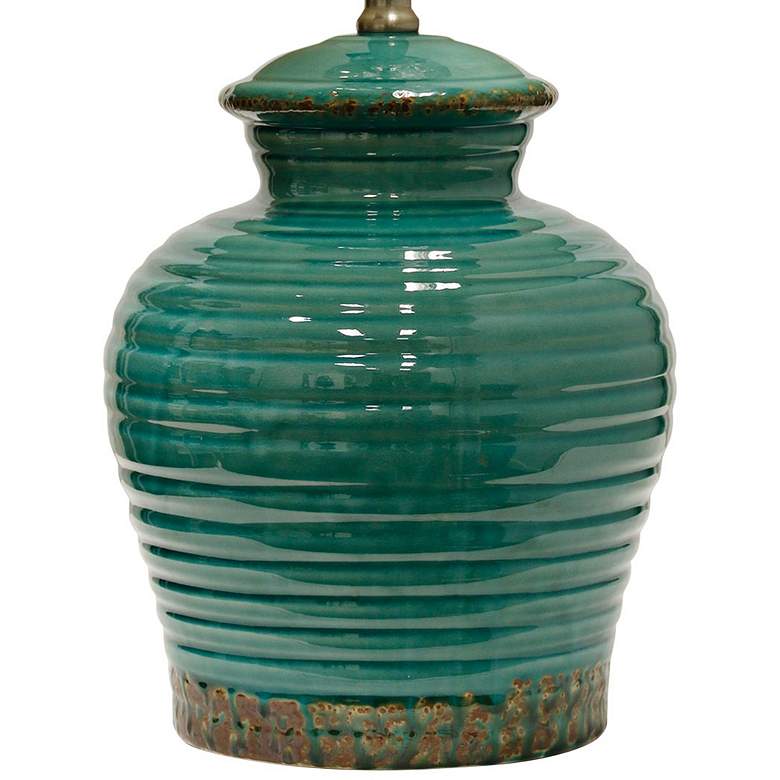 Image 3 Rippled Textured Jar 24 1/2 inch High Turquoise Ceramic Table Lamp more views