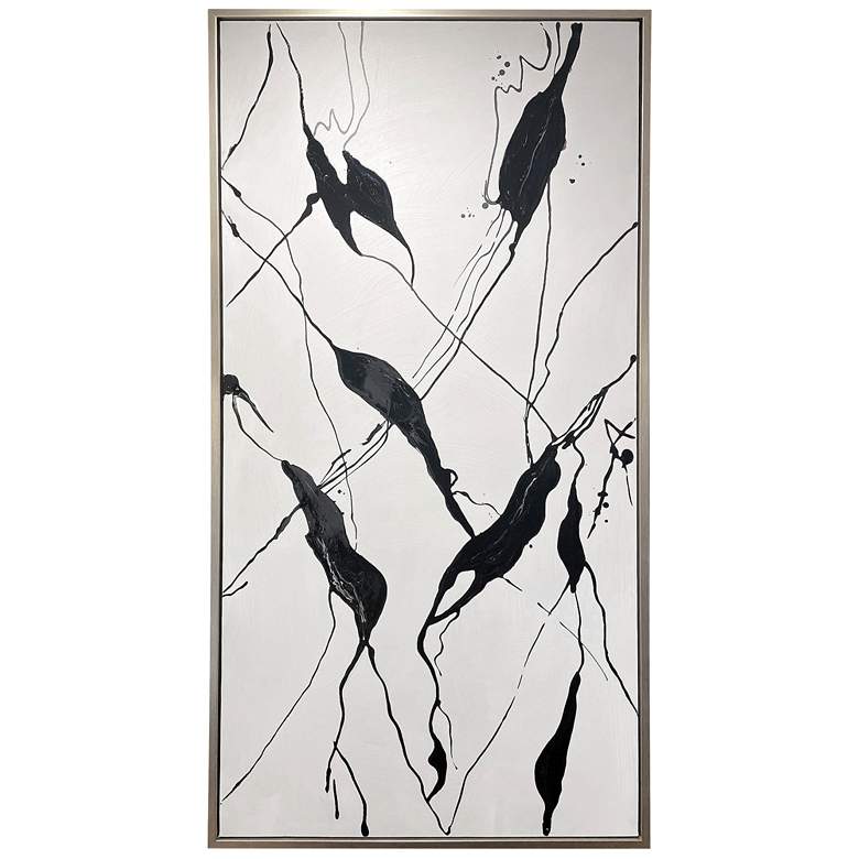 Image 1 Rippling III 60" x 30" Abstract Hand Painted Wall Art With Gold F