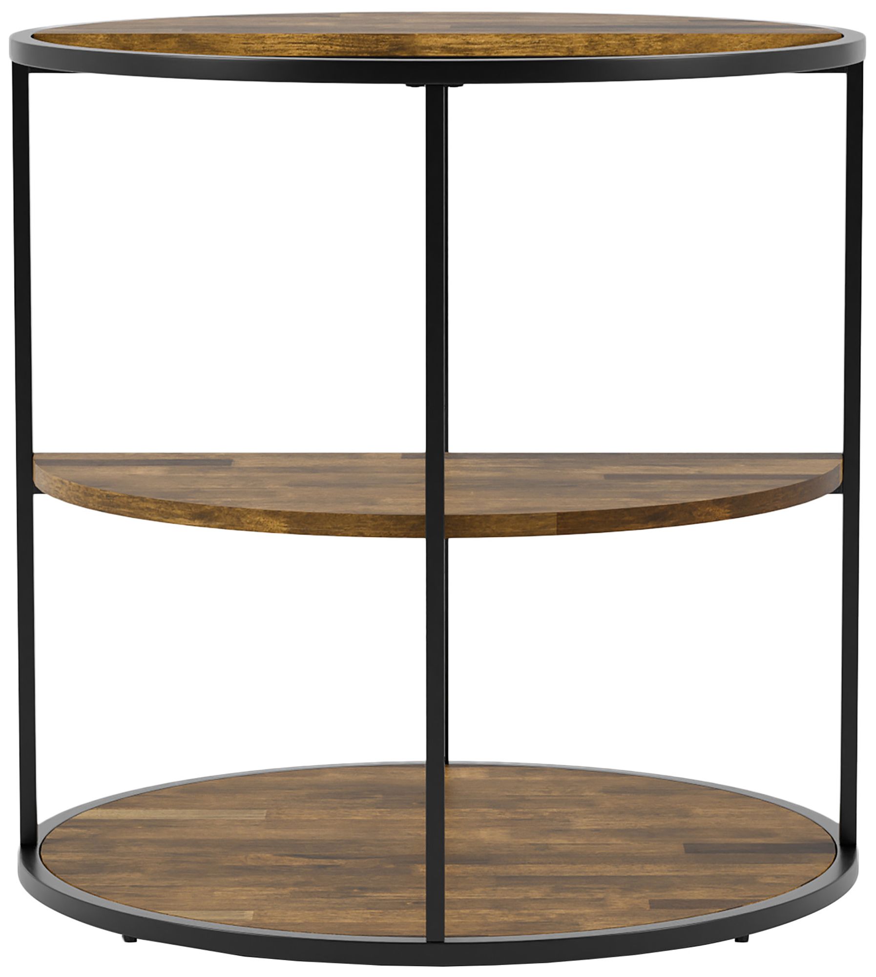 Risda 24" Wide Walnut Wood and Black Metal End Table