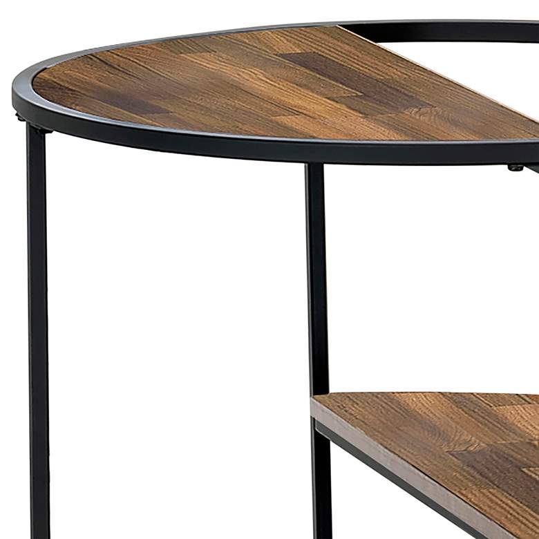 Image 3 Risda 24 inch Wide Walnut Wood Black Metal End Table more views