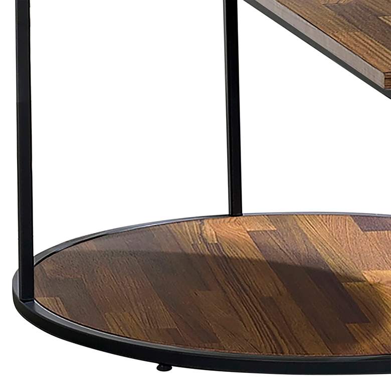 Image 4 Risda 24 inch Wide Walnut Wood Black Metal End Table more views