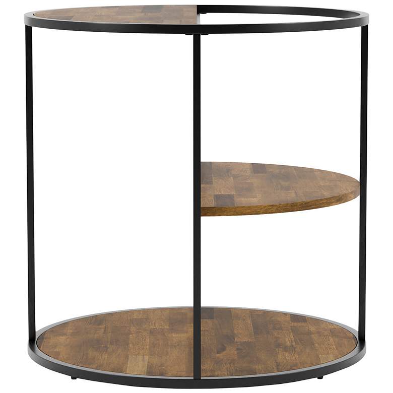 Image 6 Risda 24" Wide Walnut Wood Black Metal End Table more views