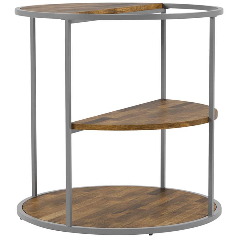 Image 2 Risda 24 inch Wide Walnut Wood Gray Metal End Table 